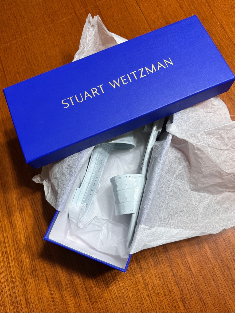 NWT-Stuart Weitzman (9b) Summer Slide Sandals in Air - PRF Printed Soft Croc